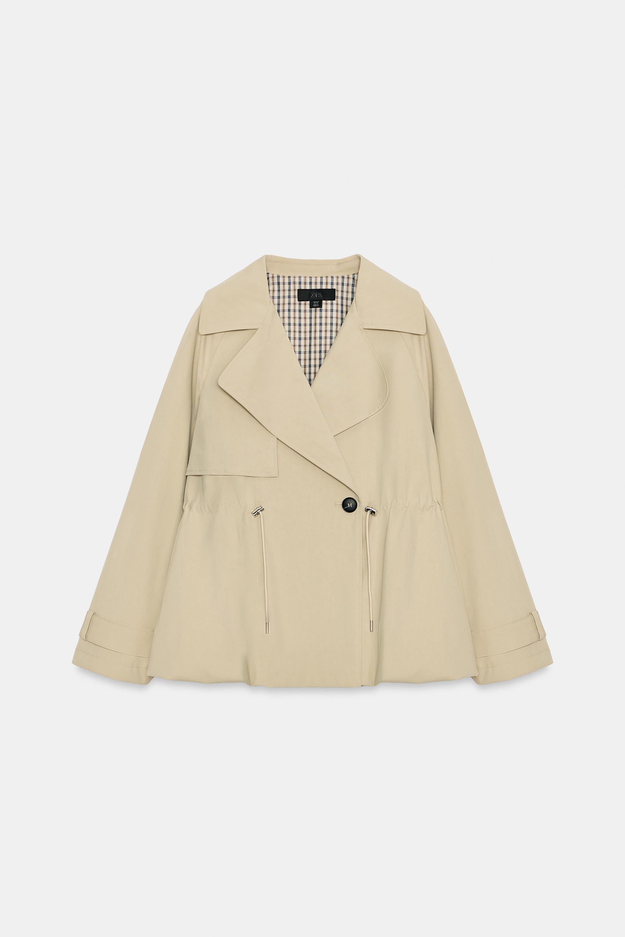 ADJUSTABLE WAIST CROPPED TRENCH COAT